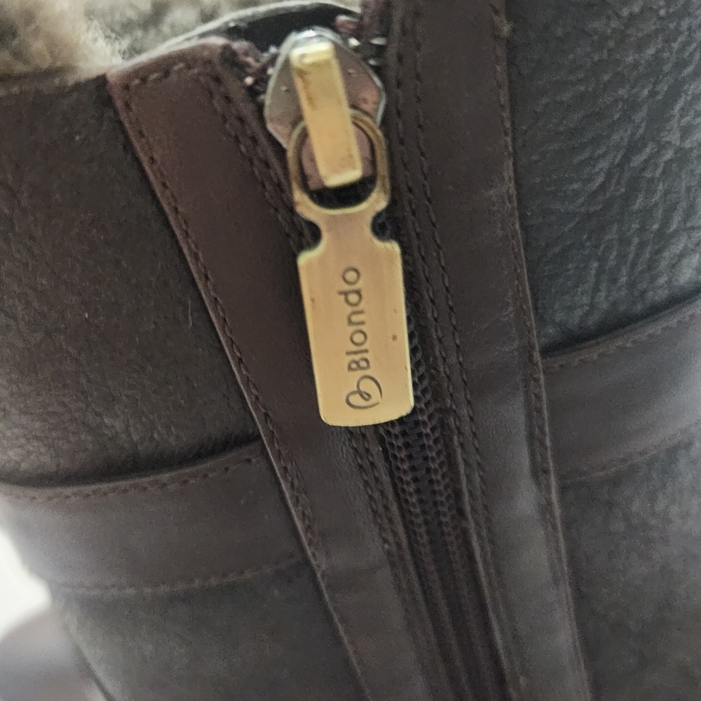 Blondo Dark Brown Fur-Trim Buckle Ankle Boots - Picture 6 of 13